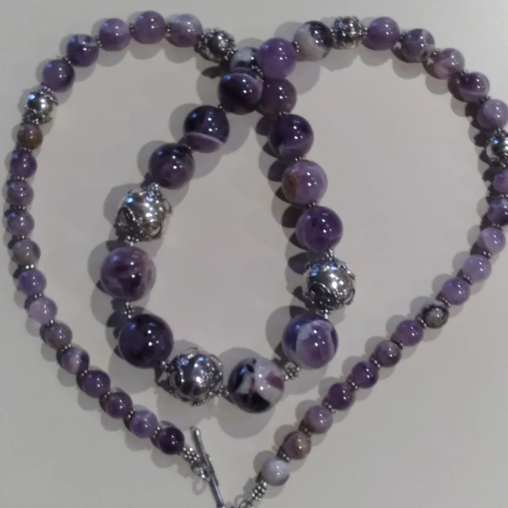 ❤️🎁 925 S/S Chevron Amethyst Graduated 28" Necklace Genuine & Beautiful! 😯 - Picture 9 of 15